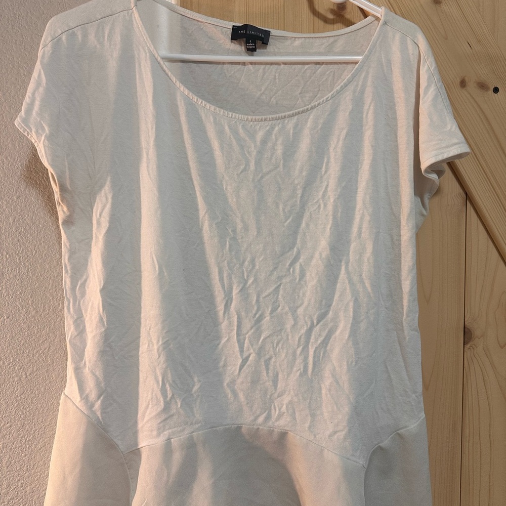 The Limited White Peplum Short Sleeve T-Shirt